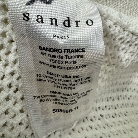 Sandro Paris Open Knit Fringe Top Sweater Long Slev Size Small - Picture 13 of 15
